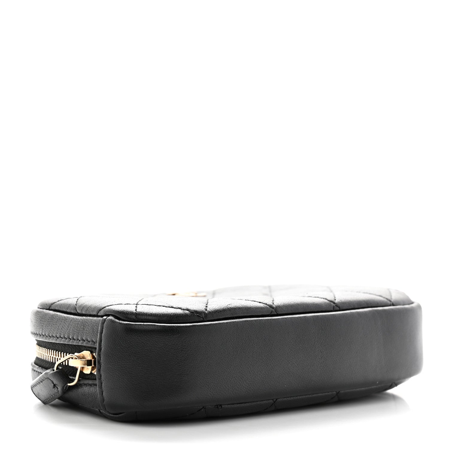 Chanel Lambskin Quilted Small Curvy Pouch Cosmetic Case Black 4 of 9