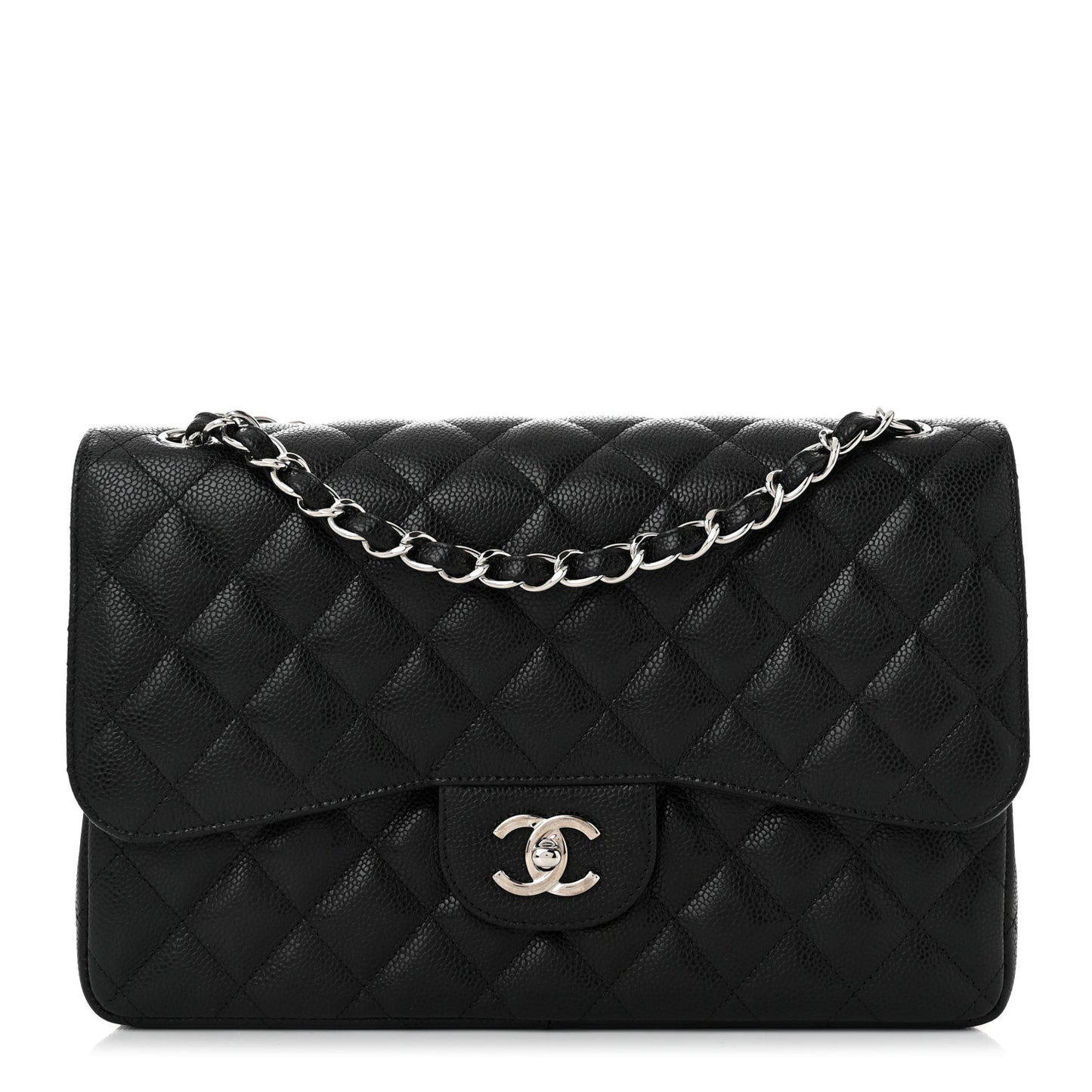 Caviar Quilted Jumbo Double Flap Black