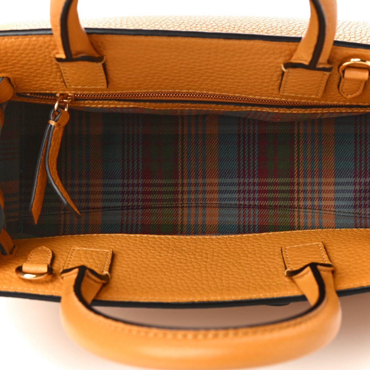 Heavy Grain Calfskin Small Belted Bayswater Tote Deep Amber