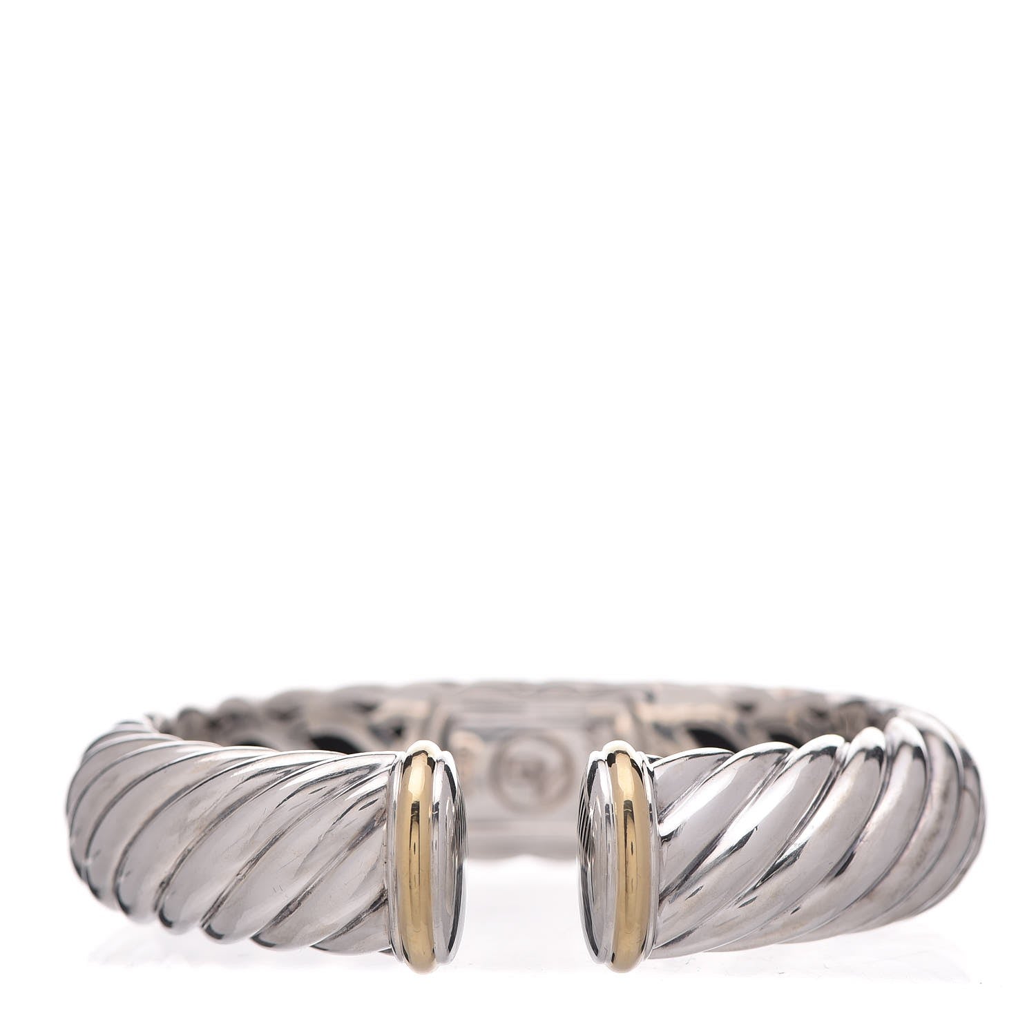 David Yurman Sterling Silver 18K Yellow Gold 15mm Sculpted Cable Cuff Bracelet 1 of 5