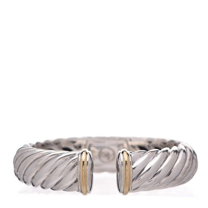 David Yurman Sterling Silver 18K Yellow Gold 15mm Sculpted Cable Cuff Bracelet 1 of 5