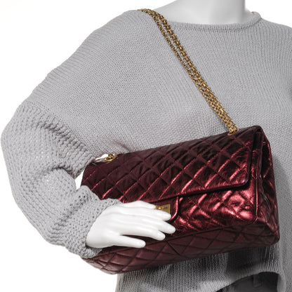 Chanel Calfskin 2.55 Reissue 227 Flap Metallic Dark Red 2 of 7