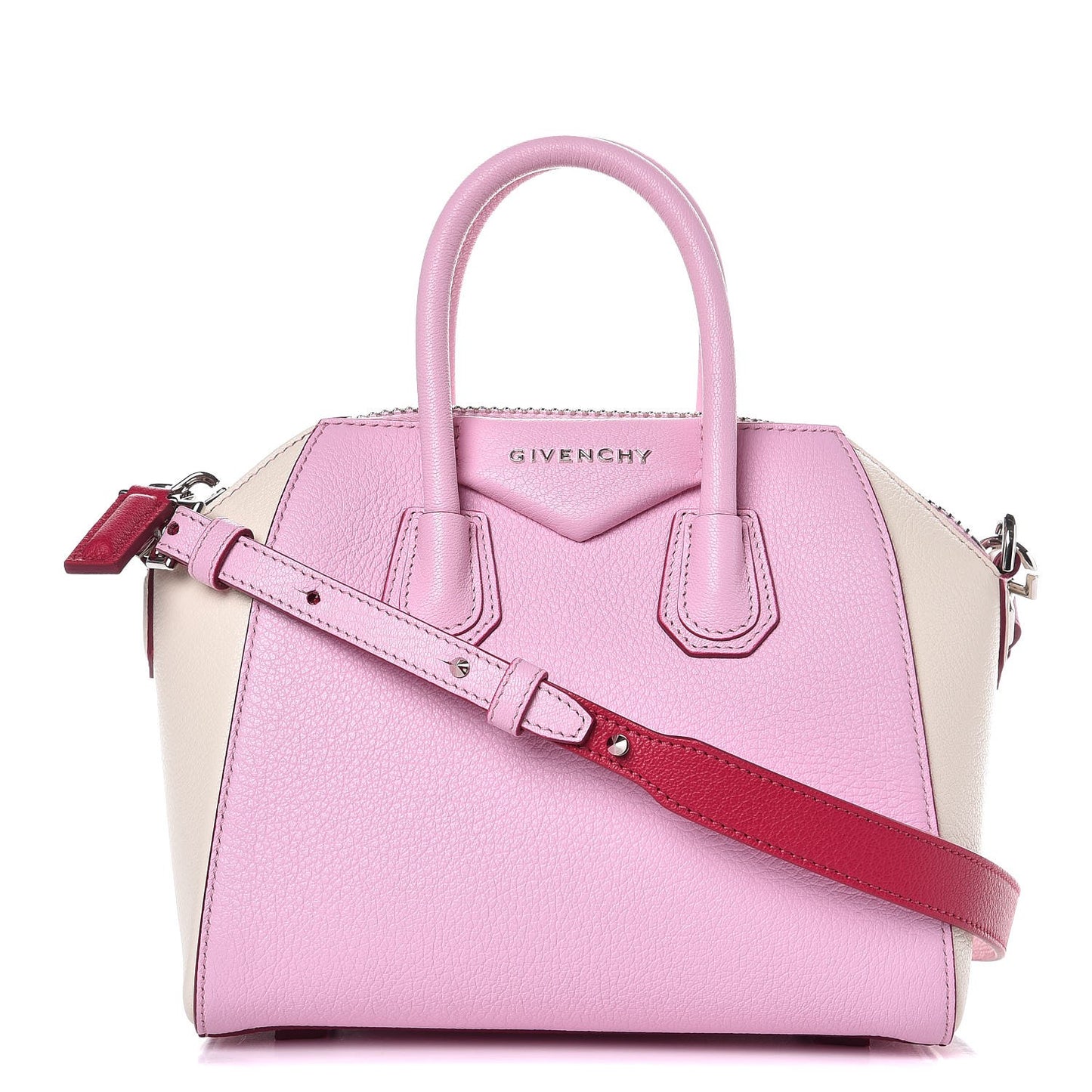 Sugar Goatskin Mini Tri-Color Antigona Bright Pink White Fuchsia
