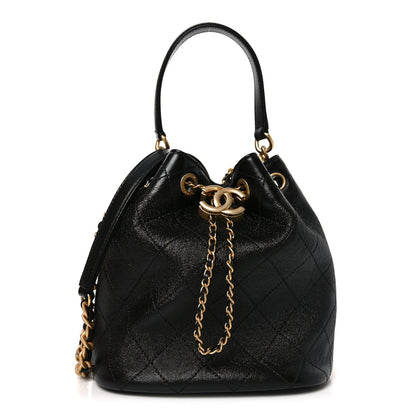 Chanel Shiny Lambskin Quilted Fashion Therapy Bucket Drawstring Bag Black 1 of 10