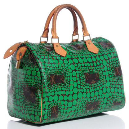Louis Vuitton Monogram Kusama Town Speedy 30 Green 3 of 7