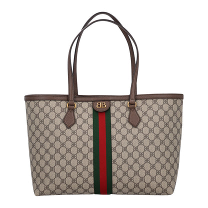 Gucci X BALENCIAGA BB Supreme Monogram Web Medium Ophidia Shopping Tote Beige New Acero 1 of 10