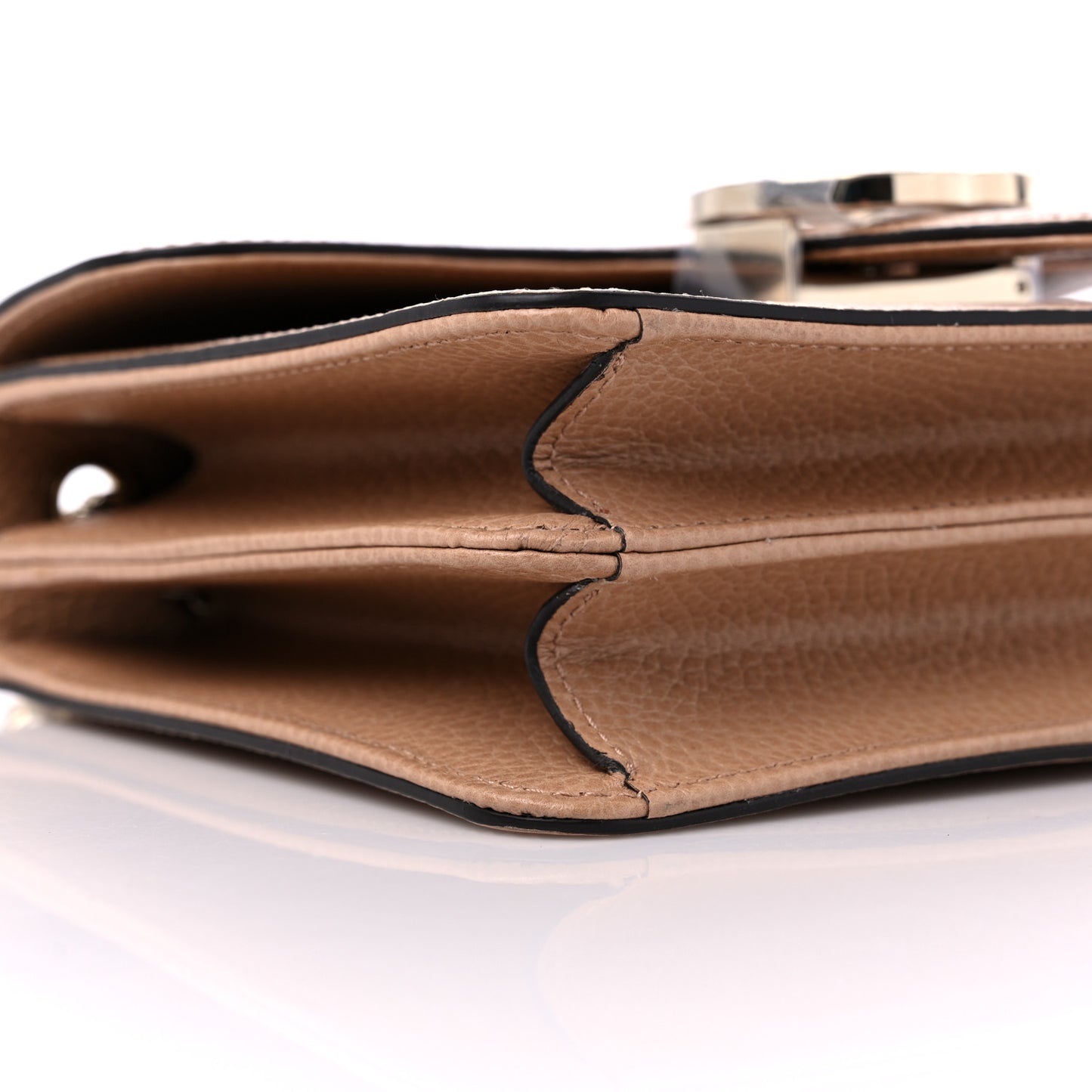 Dollar Calfskin Small Interlocking G Shoulder Bag Camelia