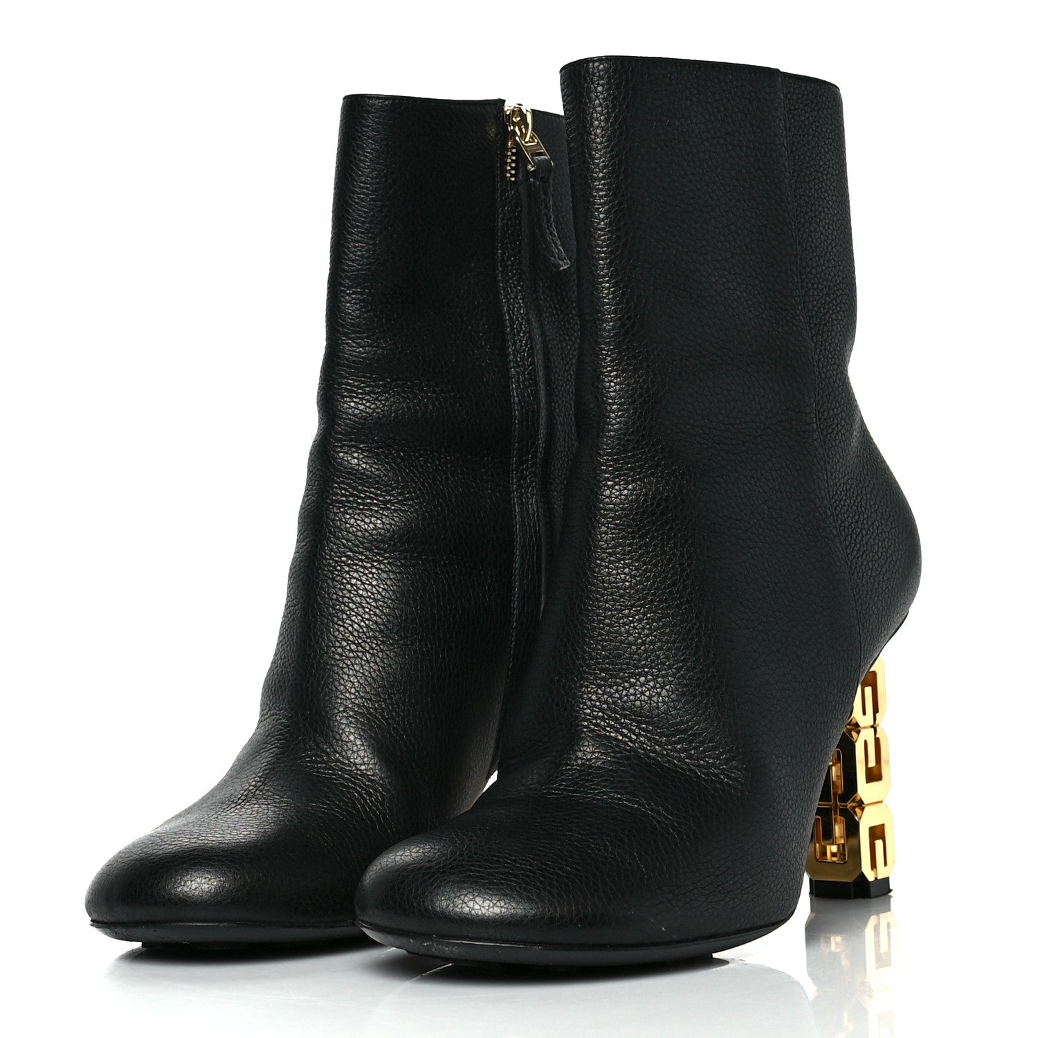 Givenchy Grained Calfskin G Cube Heel Ankle Boots 38 Black 3 of 8