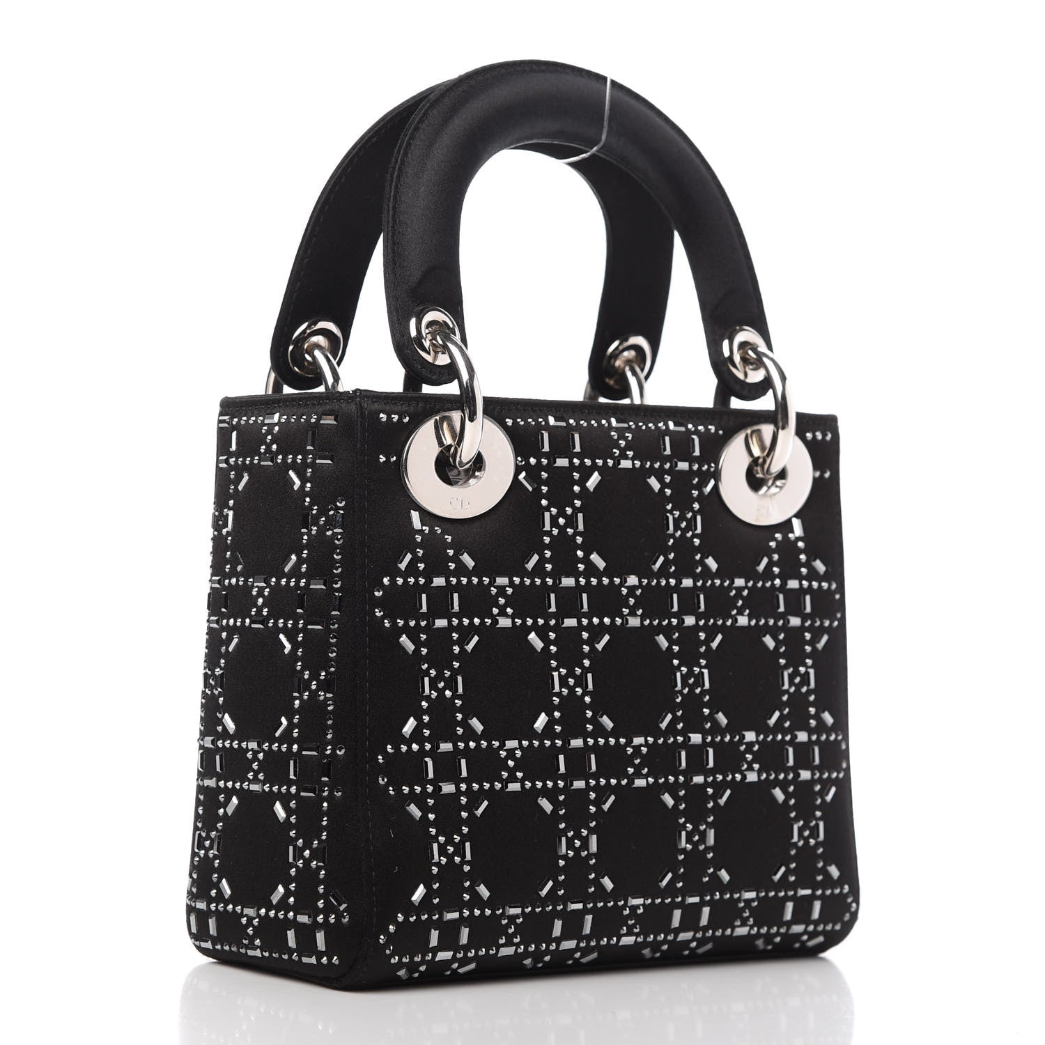 Christian Dior Satin Crystal Cannage Mini Lady Dior Black 3 of 10