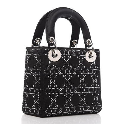 Christian Dior Satin Crystal Cannage Mini Lady Dior Black 3 of 10