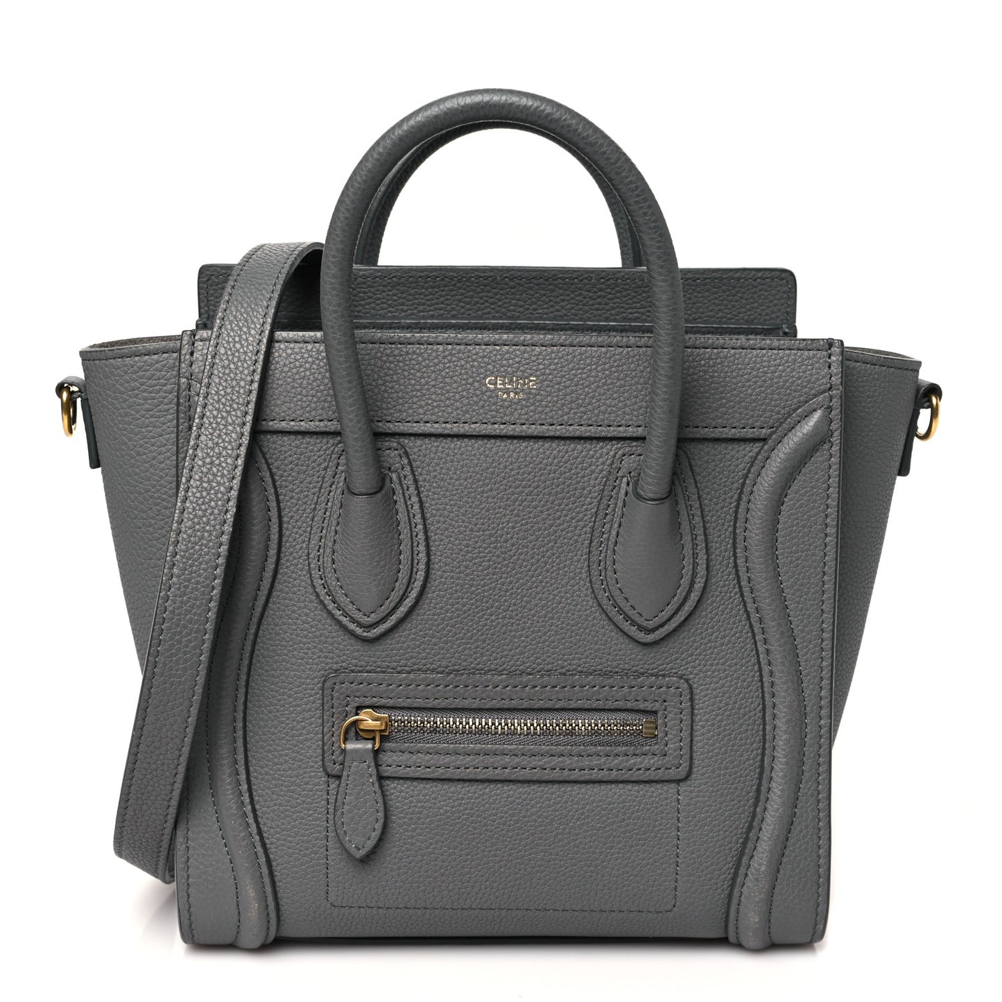 Baby Drummed Calfskin Nano Luggage Kohl