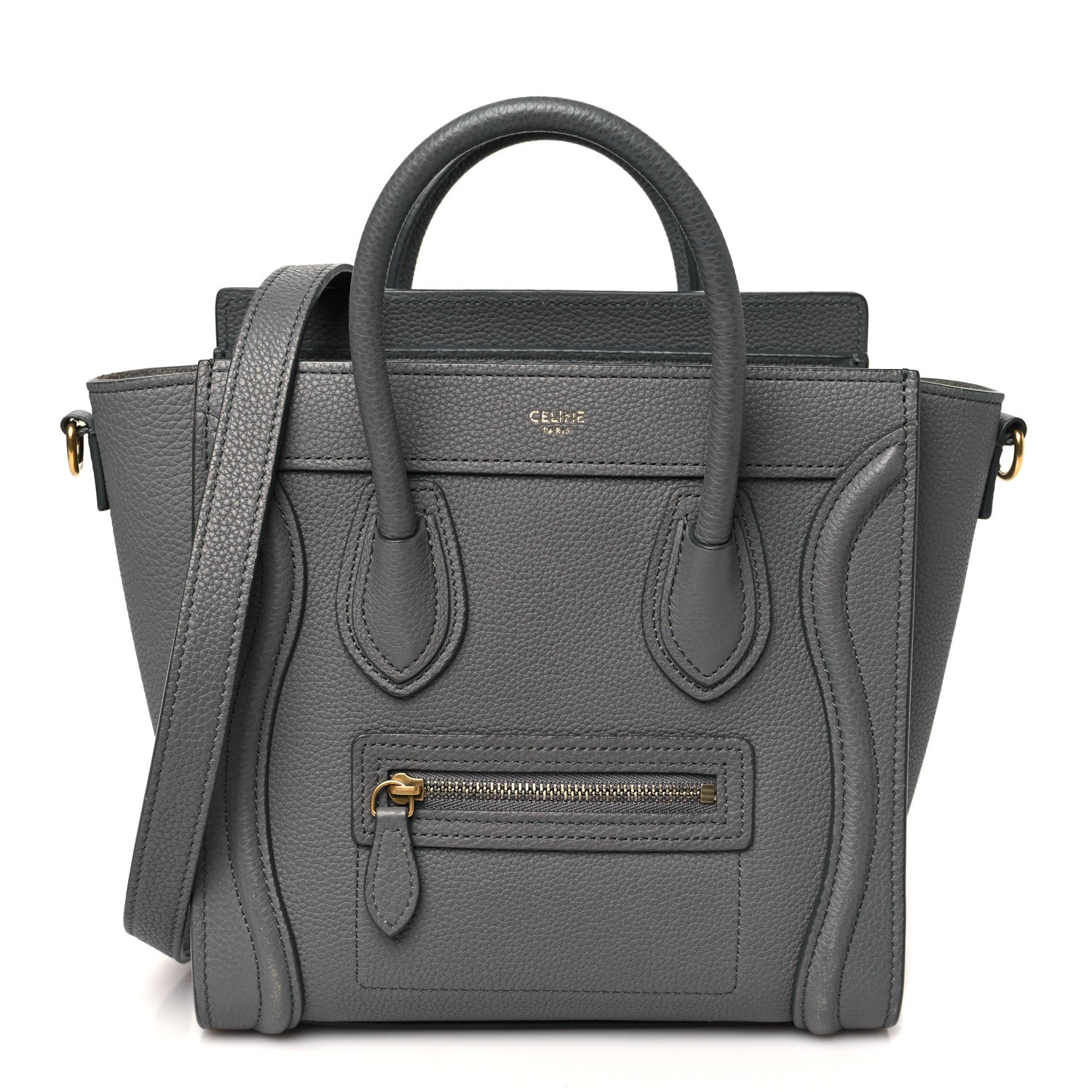Celine Baby Drummed Calfskin Nano Luggage Kohl 1 of 8