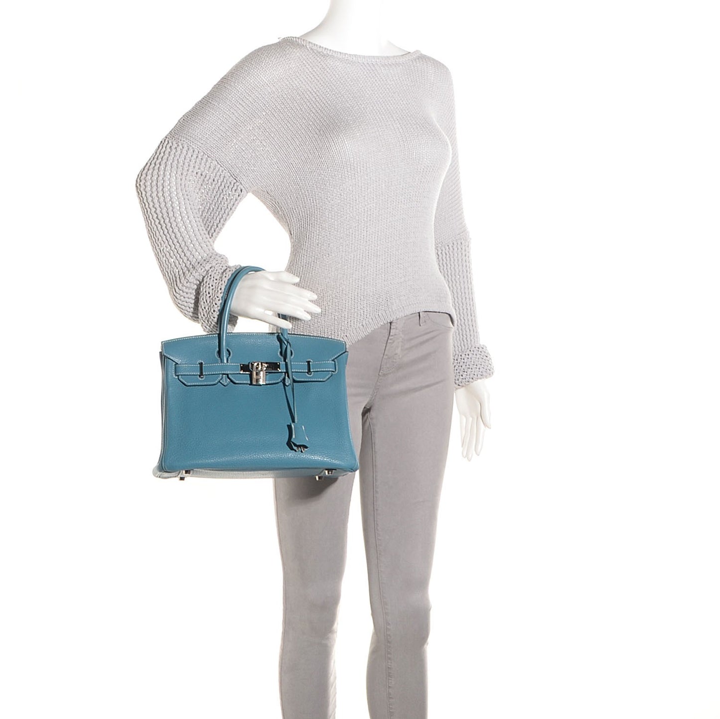 Taurillon Clemence Birkin 30 Blue Jean