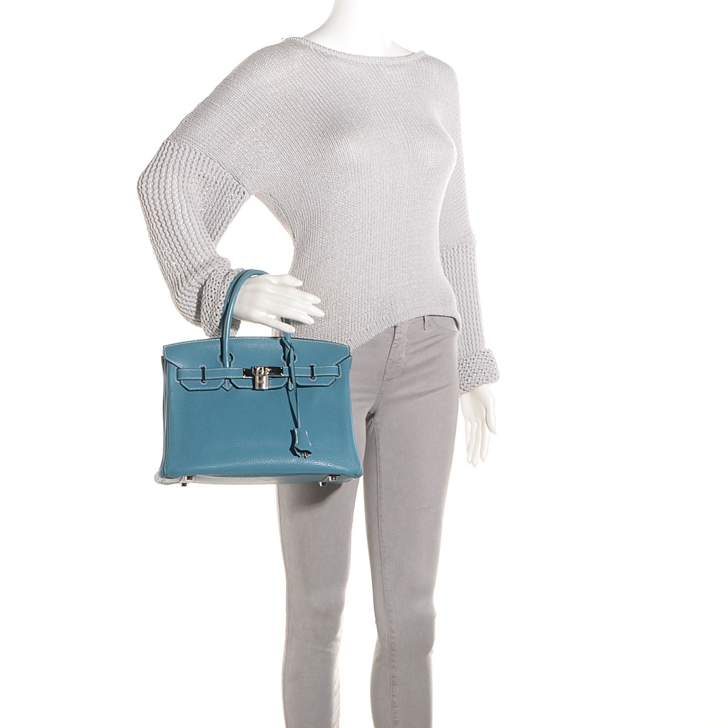 Hermes Taurillon Clemence Birkin 30 Blue Jean 12 of 21