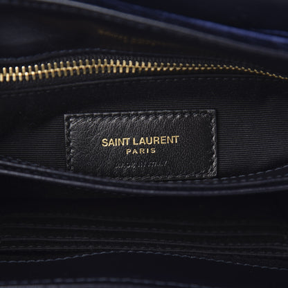 Saint Laurent Velvet Y Quilted Monogram Toy Loulou Crossbody Navy 6 of 11