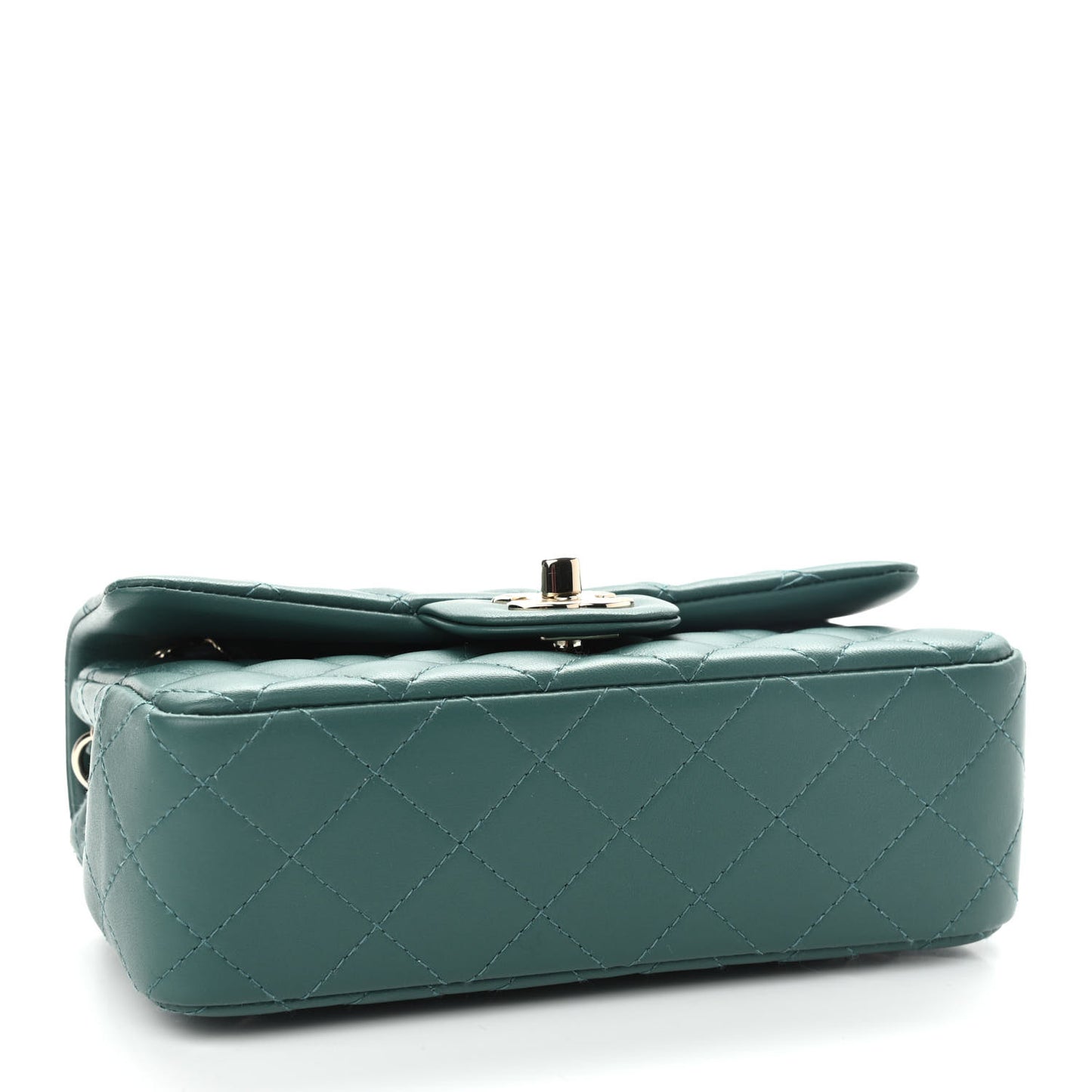 Lambskin Quilted Mini Rectangular Flap Dark Green