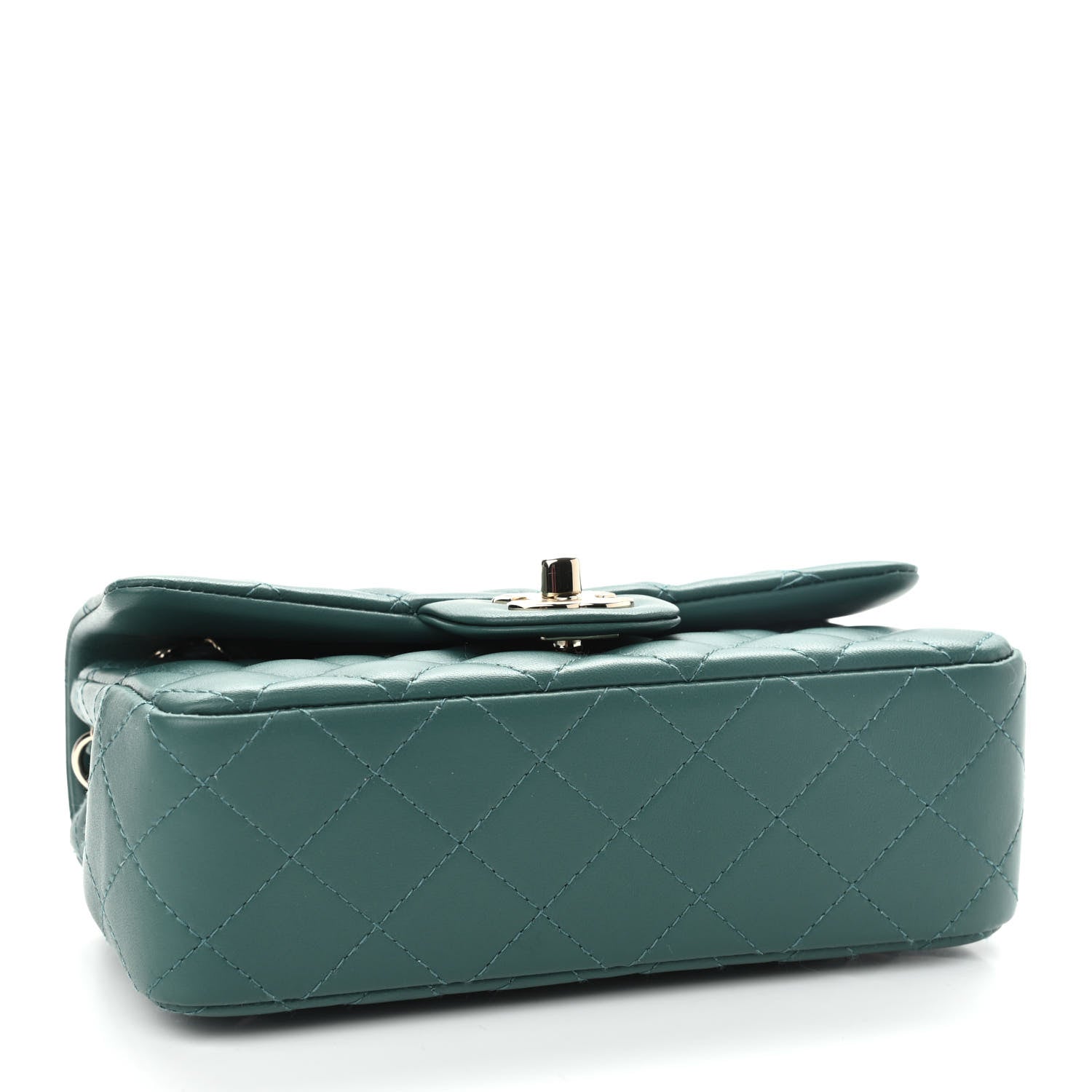 Chanel Lambskin Quilted Mini Rectangular Flap Dark Green 3 of 8