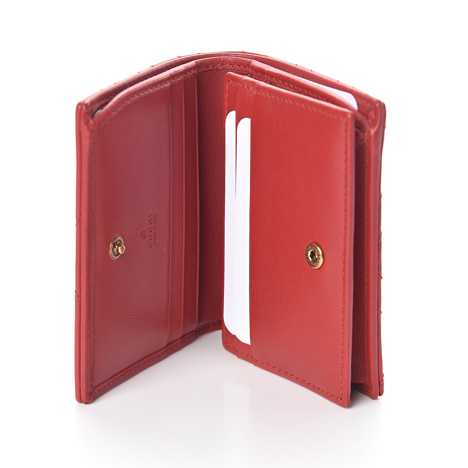 Gucci Calfskin Matelasse GG Marmont Card Case Wallet Hibiscus Red 5 of 7