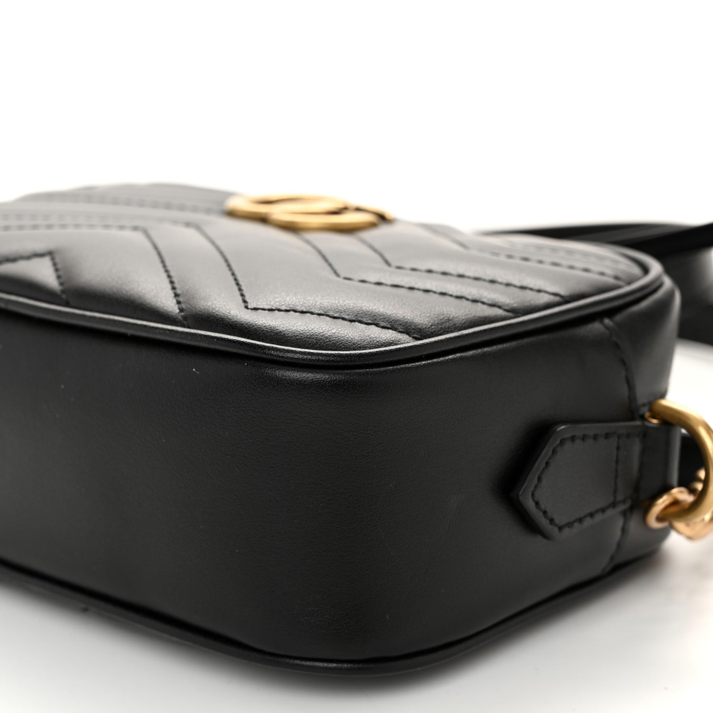Calfskin Matelasse Mini GG Marmont Chain Shoulder Bag Black