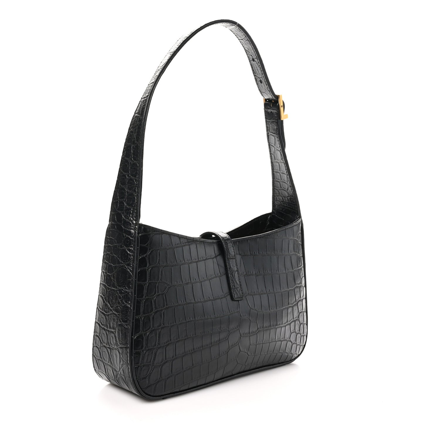 Calfskin Crocodile Embossed Le 5 A 7 Hobo Black