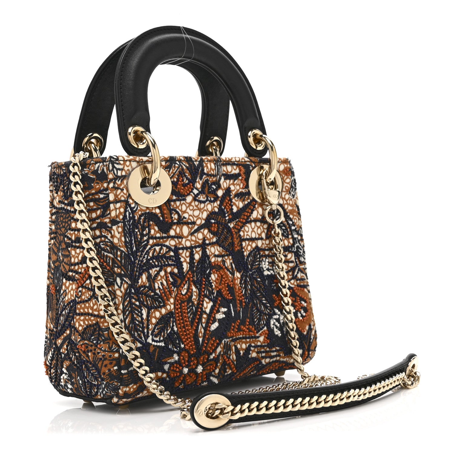 Christian Dior Smooth Calfskin Beaded Animals Mini Lady Dior Orange Multicolor 3 of 11