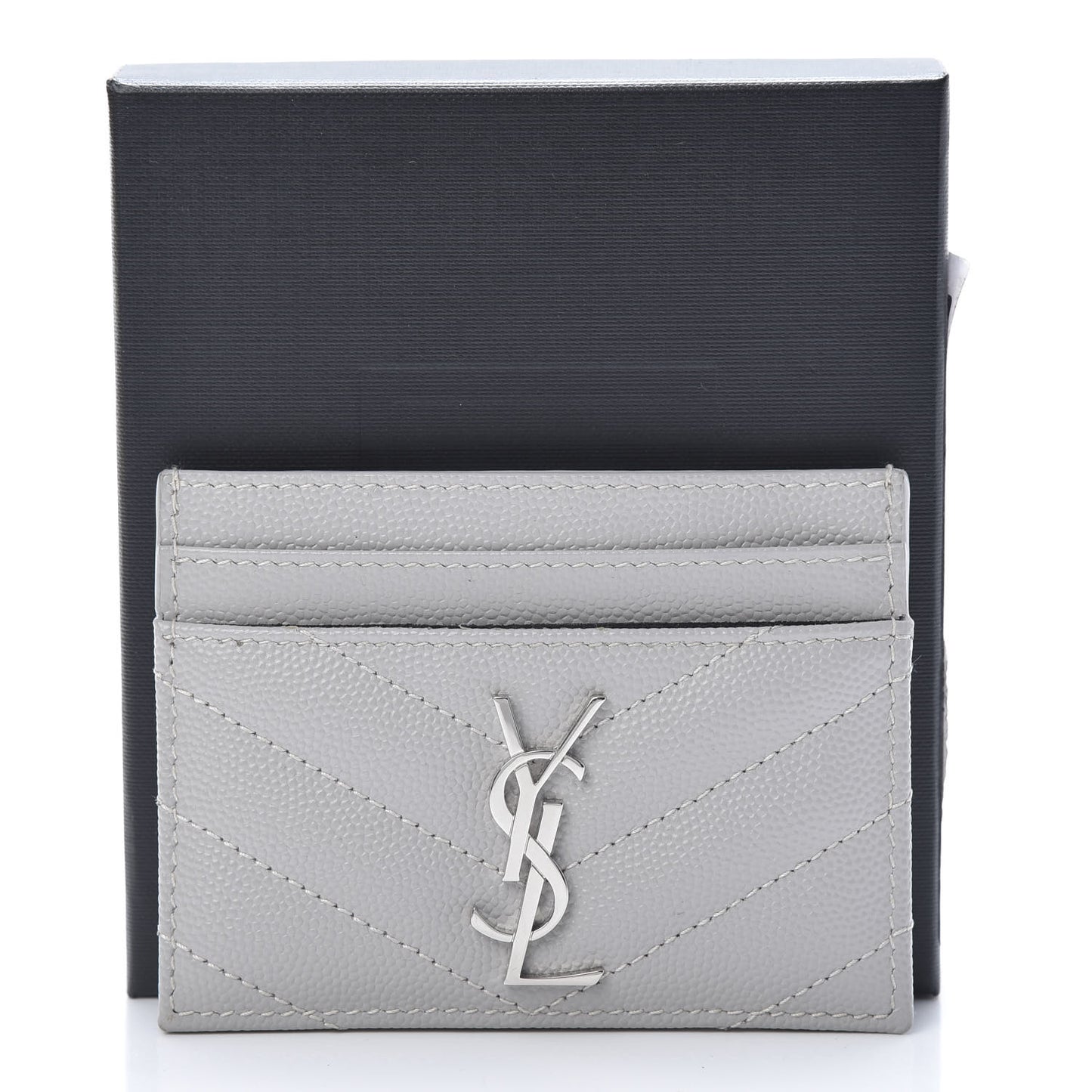 Grain De Poudre Matelasse Chevron Card Case Granite