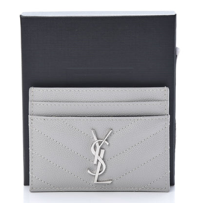 Saint Laurent Grain De Poudre Matelasse Chevron Card Case Granite 8 of 8