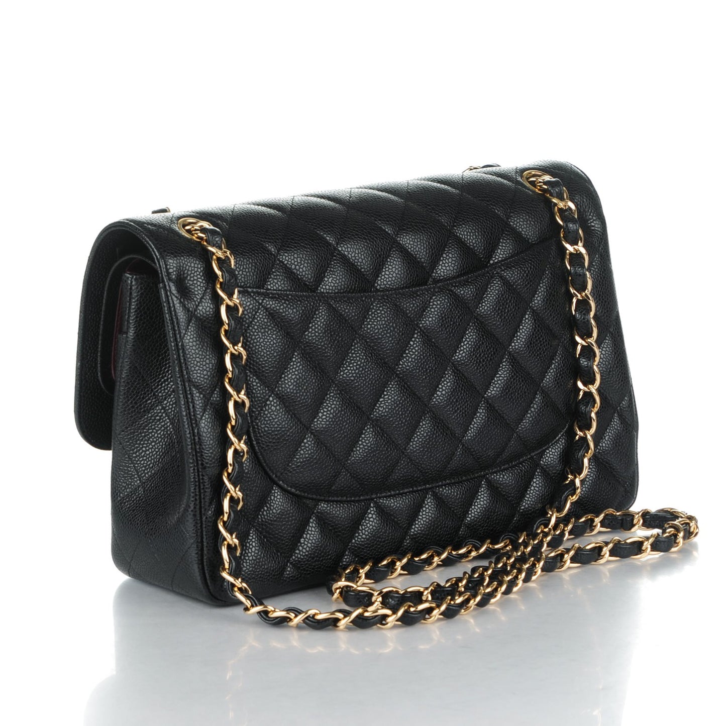 Caviar Quilted Jumbo Double Flap Black