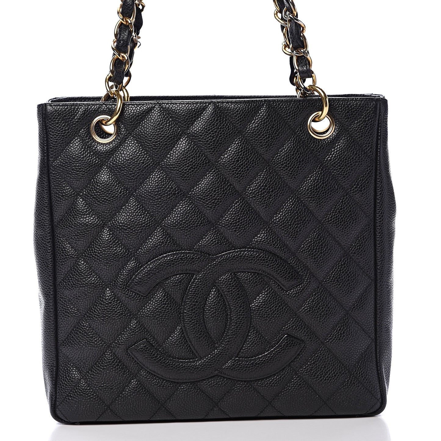 Caviar Quilted Petit Shopping Tote PST Black