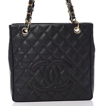 Chanel Caviar Quilted Petit Shopping Tote PST Black 7 of 10