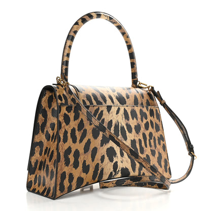 Balenciaga Smooth Calfskin Leopard Print Medium Hourglass Top Handle Bag Beige 3 of 8