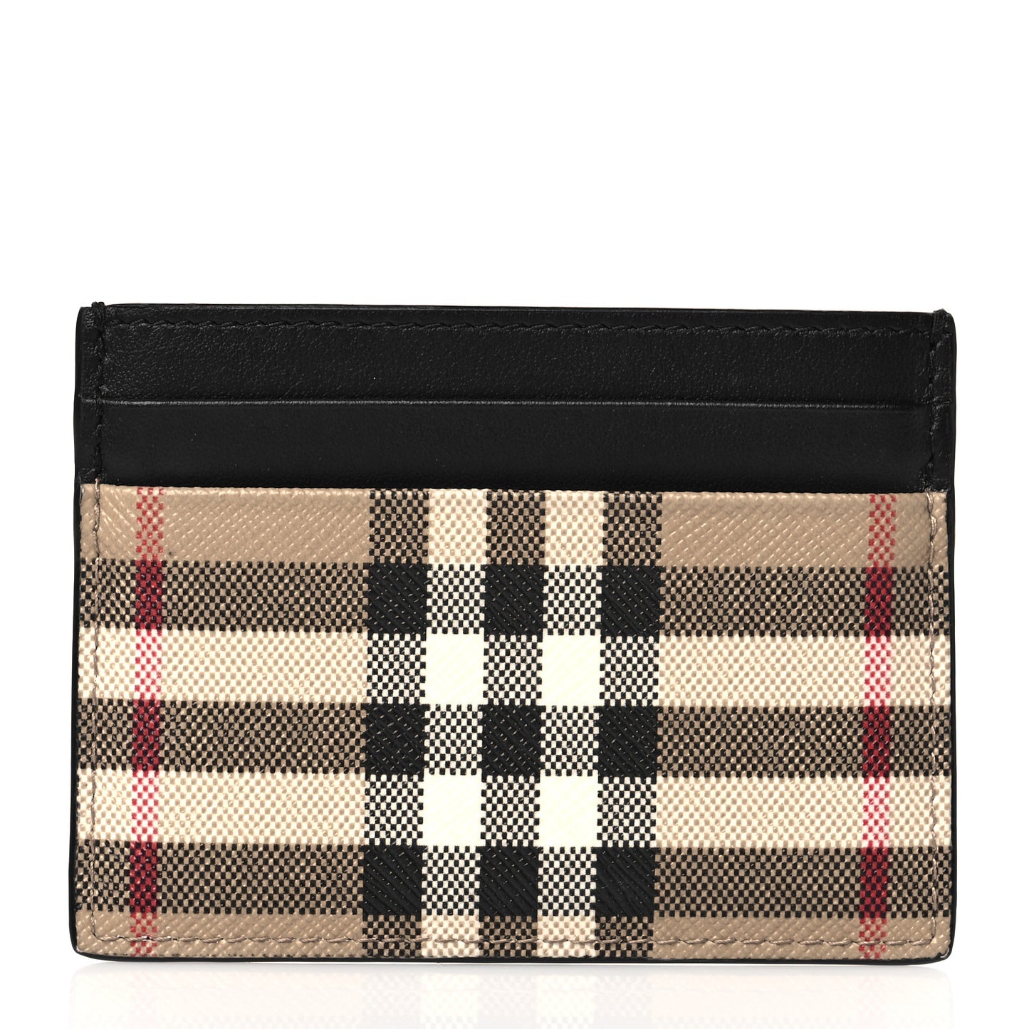 Calfskin Vintage Check Card Holder Black