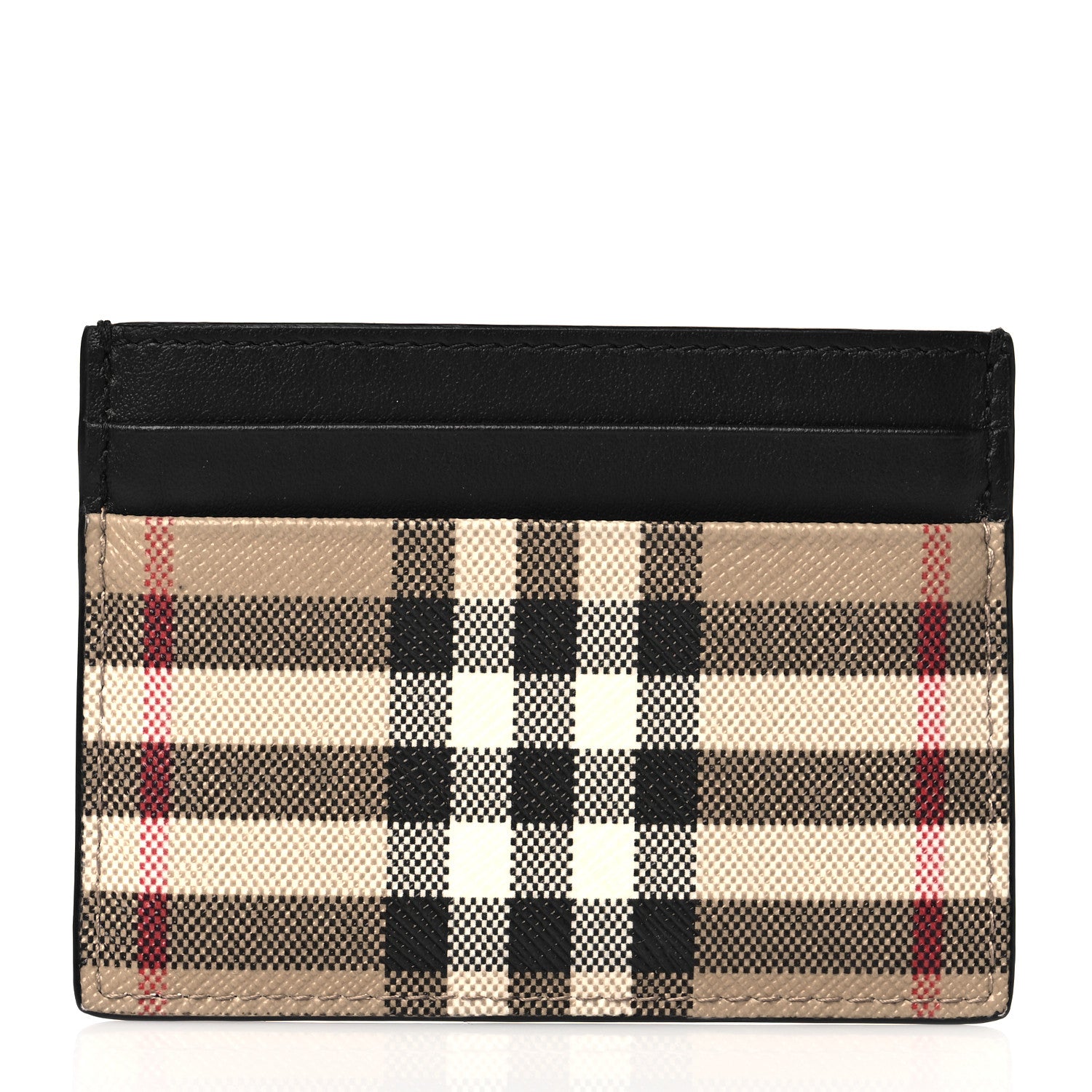 Burberry Calfskin Vintage Check Card Holder Black 1 of 8