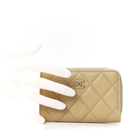 Chanel Caviar Quilted Zipped Key Holder Case Light Green 2 of 12
