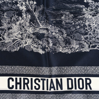 Christian Dior Silk Toile De Jouy Scarf Blue Marine 2 of 3