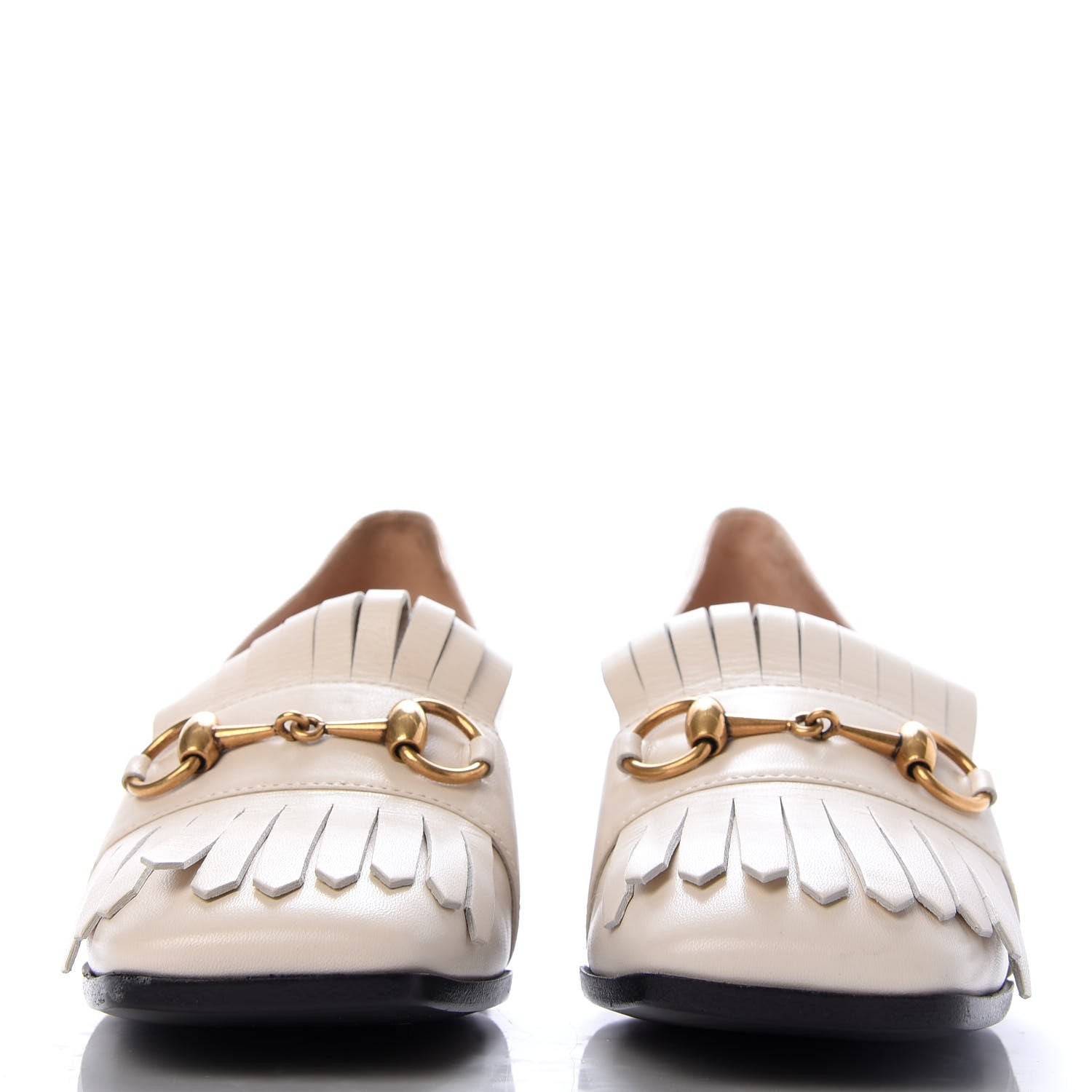 Gucci Malaga Kid Polly Kiltie Fringe 55mm Loafer Pumps 36 Mystic White 2 of 9
