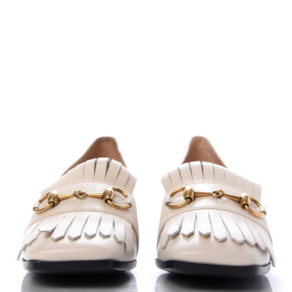 Gucci Malaga Kid Polly Kiltie Fringe 55mm Loafer Pumps 36 Mystic White 2 of 9