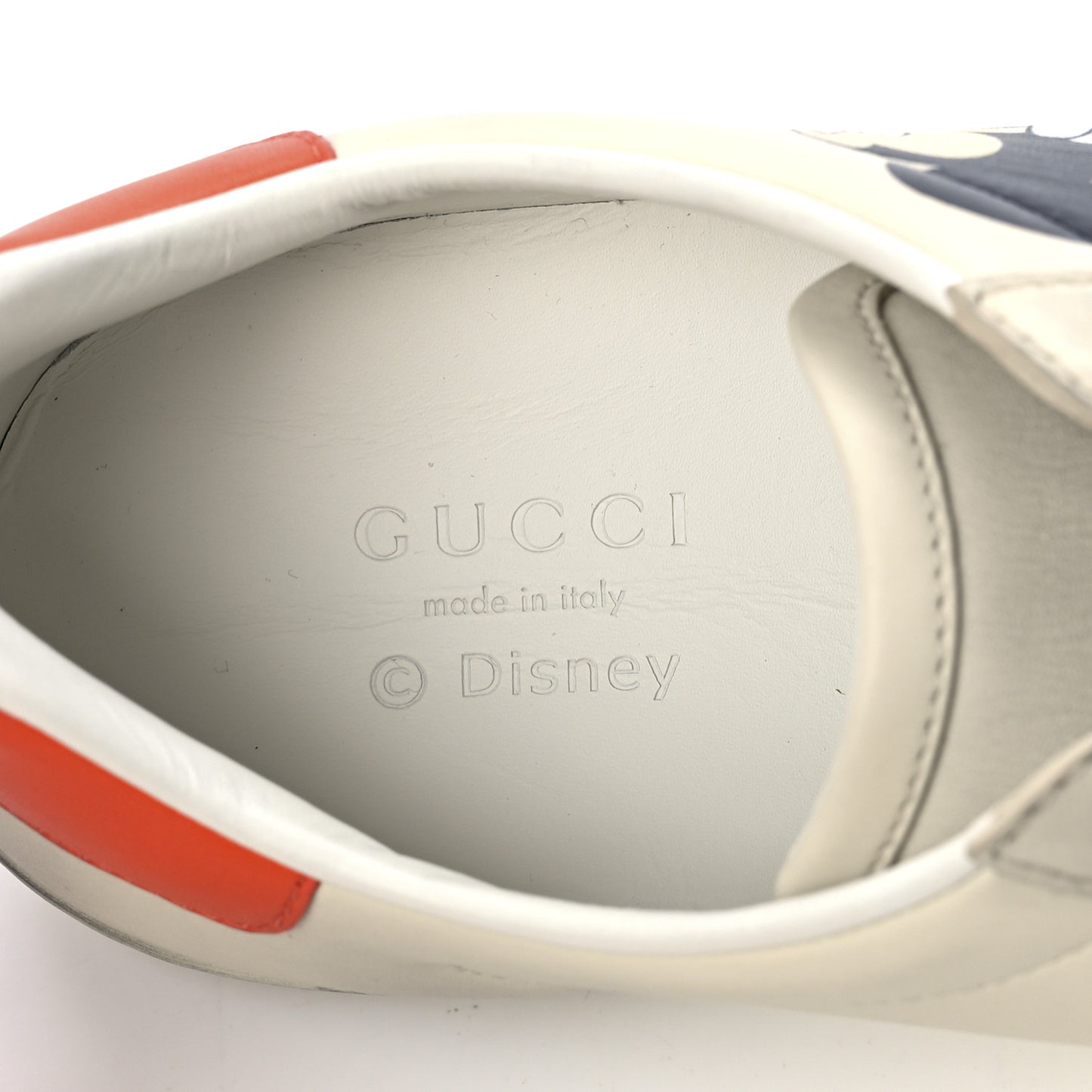 X DISNEY Miro Soft Calfskin Mickey Mouse Print Womens Ace Sneakers 37.5 Ivory Deep Orange