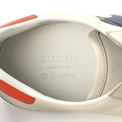 Gucci X DISNEY Miro Soft Calfskin Mickey Mouse Print Womens Ace Sneakers 37.5 Ivory Deep Orange 7 of 9