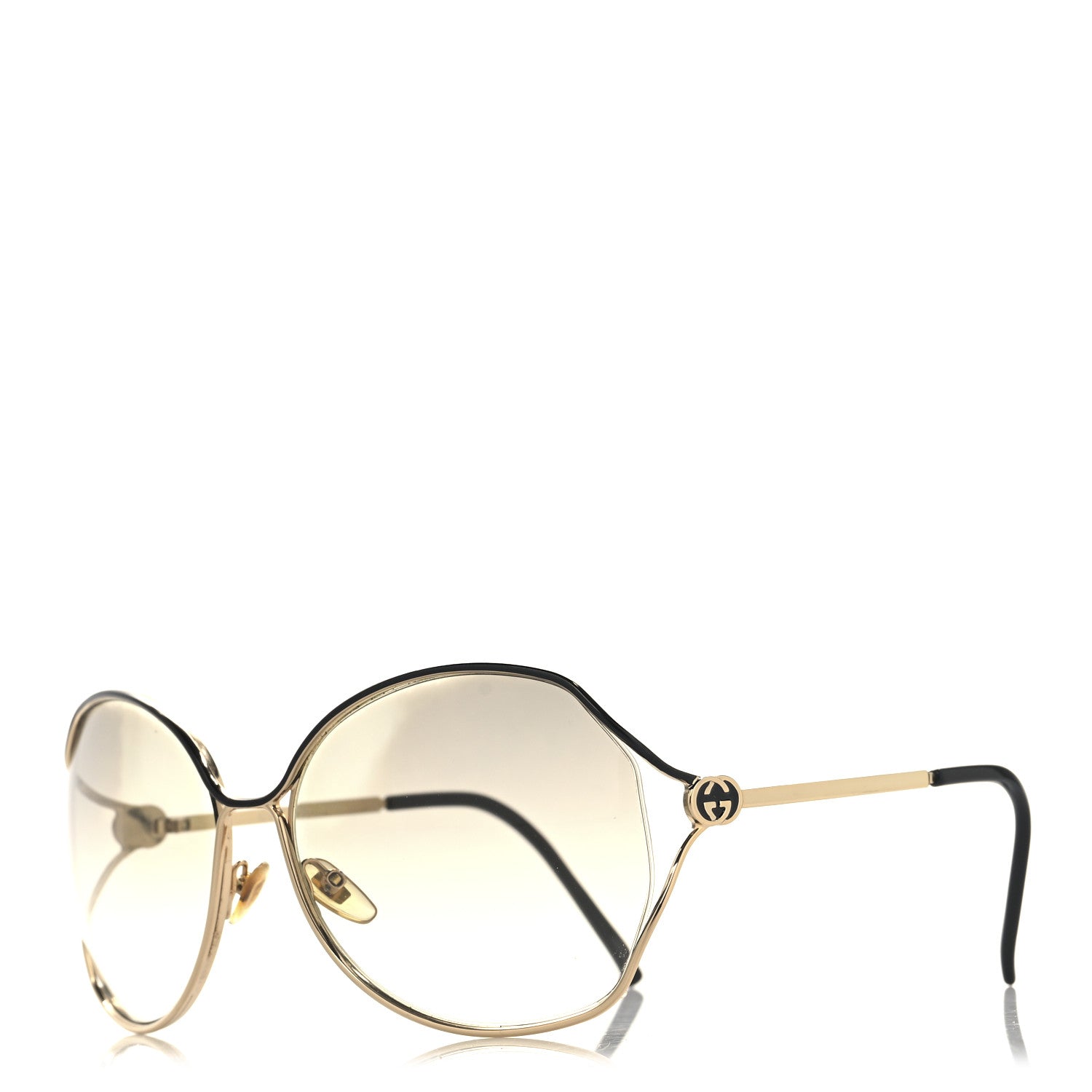 Gucci Metal Oversized Sunglasses GG 2846/S Gold Black 1 of 6