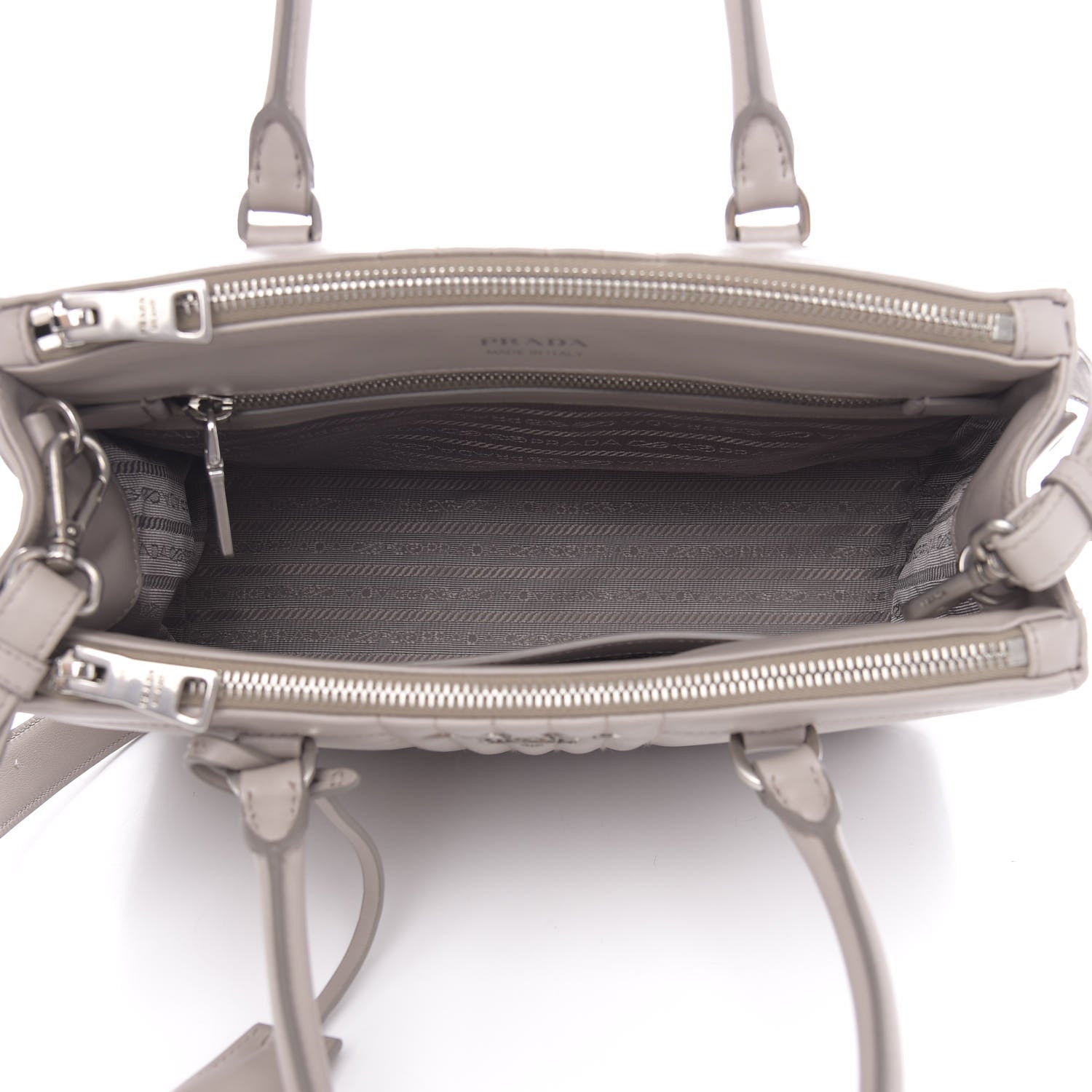 Prada Soft Calfskin Impunture Diagramme Double Zip Tote Pomice 5 of 10