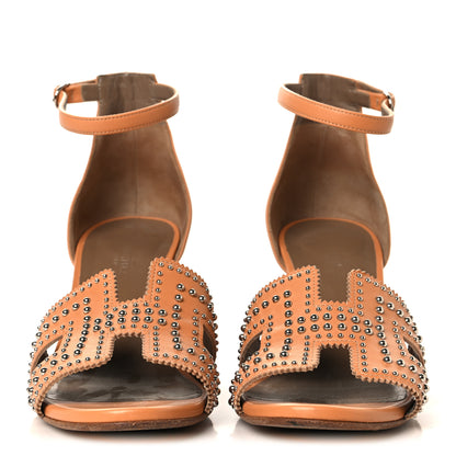 Hermes Calfskin Legend Wedge Sandals 38 Natural 3 of 9