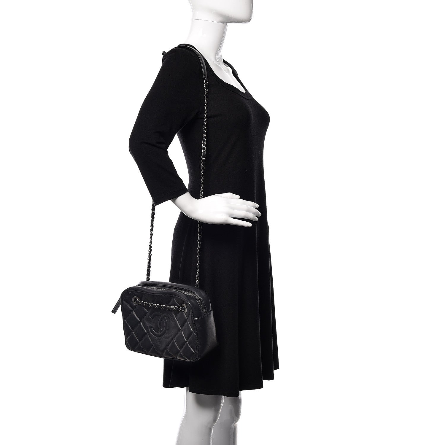 Chanel Calfskin Quilted Small Ballerine Camera Case Black 2 of 18