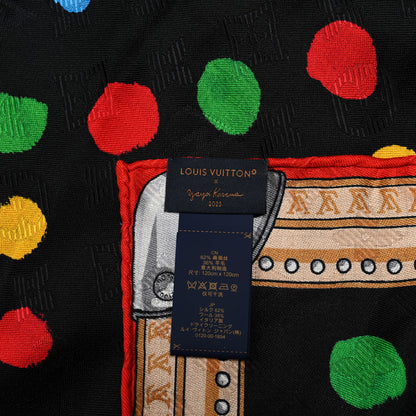 Louis Vuitton X Kusama Silk Wool Painted Dots Scarf Black Multi 3 of 3