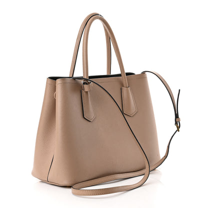 Prada Saffiano Cuir Small Double Bag Cammeo Black 3 of 9