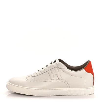 Hermes Calfskin Mens Quicker Sneakers 41 White Orange 1 of 9