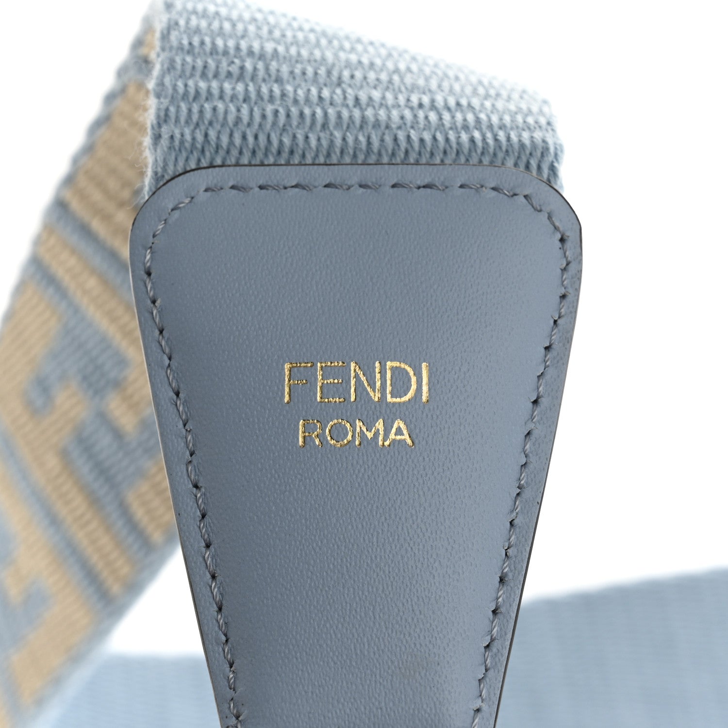 Fendi Jacquard Ribbon Vitello King FF Bi-Color Intreccio Adjustable Strap You Azzurro Baby Latte 4 of 6