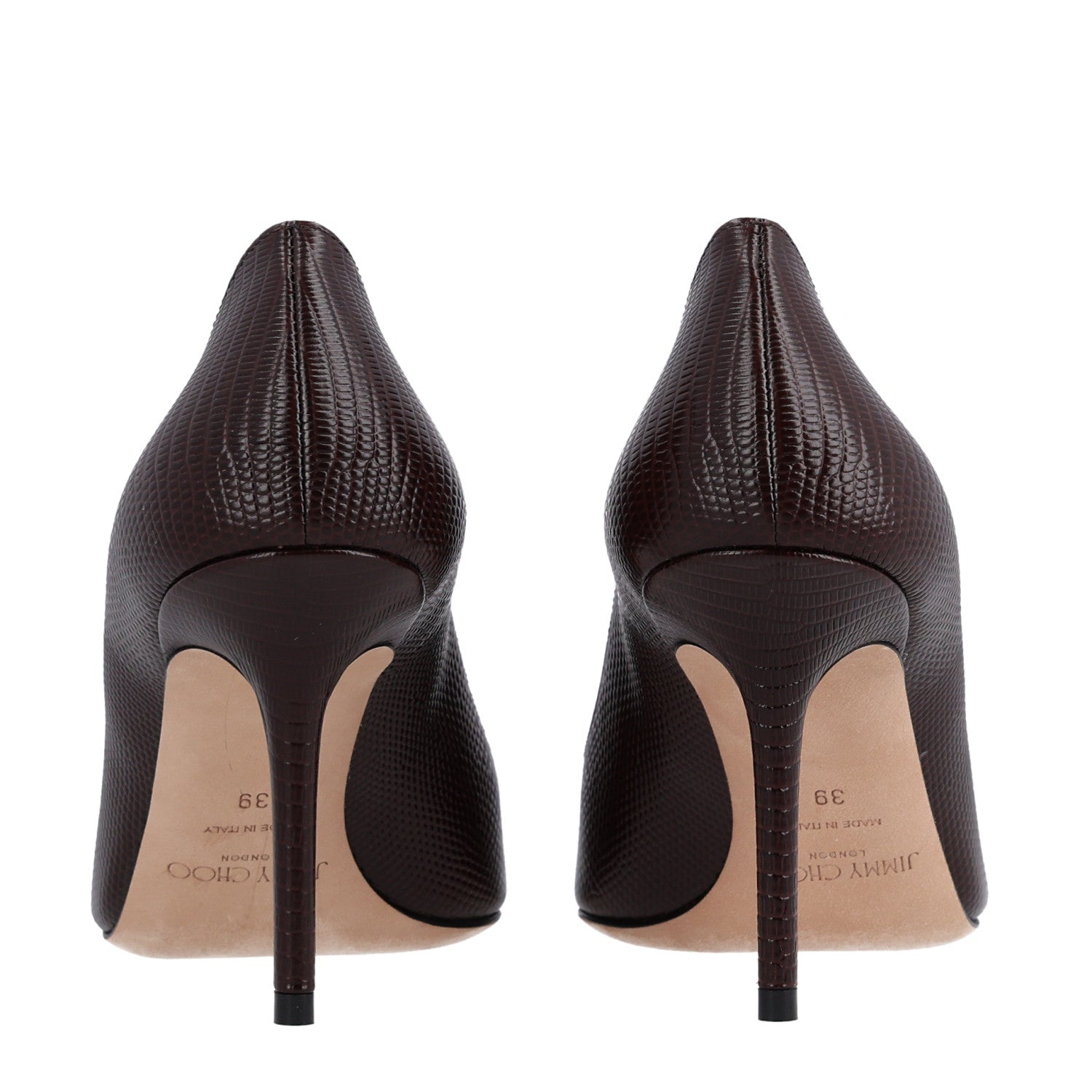 Jimmy Choo Calfskin Lizard Embossed Romy 85 Pumps 39 Brown 6 of 9