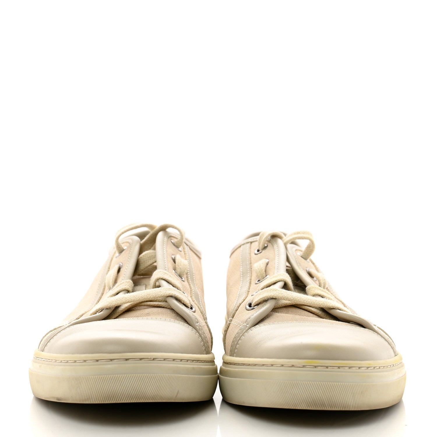 Gucci Washed Cotton GG Monogram Calfskin Womens Low Top Sneakers 40 White Mystic White Great White 3 of 11