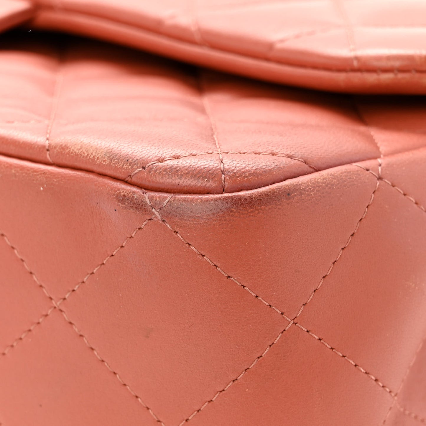 Lambskin Quilted Jumbo Double Flap Orange